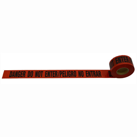 Petra Roc BTBL-DANGER Barricade Tape 2 Mil 3" x 1000' Red/Black Printing, Bilingual Danger DO NOT ENTER/PELIGRO No Entrar, Red
