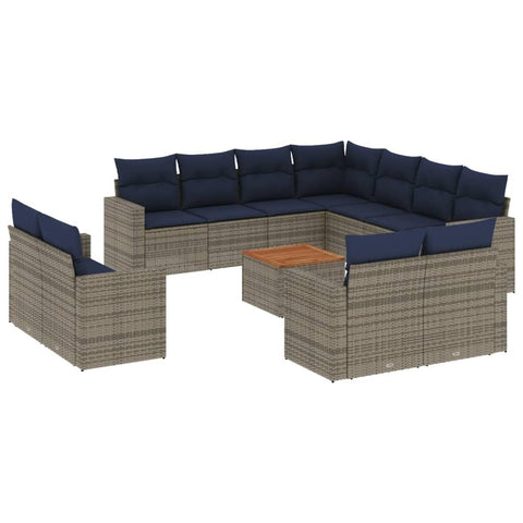 vidaXL Patio Sofa Set with Cushions 12 Piece, Outdoor Conversation Set, Sectional Sofa for Balcony Garden, Patio Furniture, Gray Poly Rattan