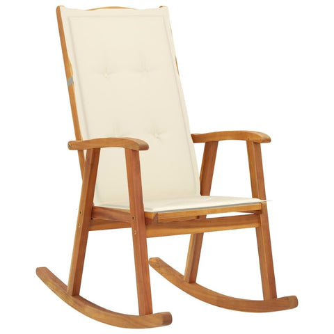 vidaXL Rocking Chair - Solid Acacia Wood Construction with Oil Finish - High Backrest for Enhanced Comfort - Indoor and Outdoor Use - Comes with Waterproof Cushions for Extra Comfort