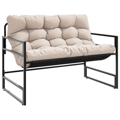 vidaXL Patio Bench with Cushion - Steel Frame, Textilene Fabric, Taupe Cushion, 44.5"x26.4"x29.9" - Garden, Patio, Deck, Outdoor Seating