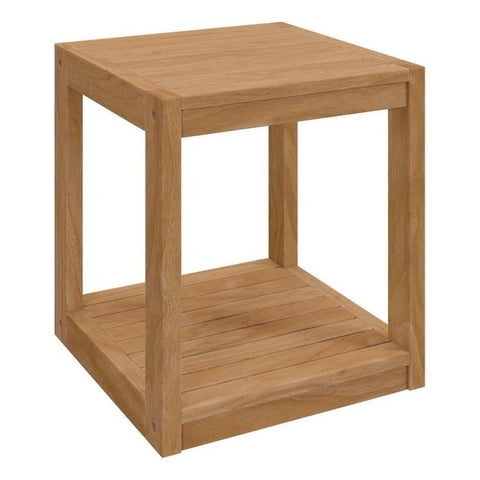Modway Carlsbad Modern Teak Wood Outdoor Patio Side Table in Natural