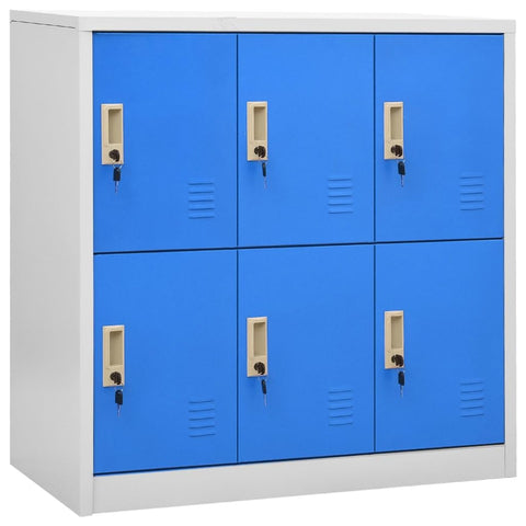 vidaXL Durable Storage Locker Cabinets - Modern Design, Made of Steel in Light Gray and Blue - Ideal for Schools, Offices - 35.4"x17.7"x36.4"