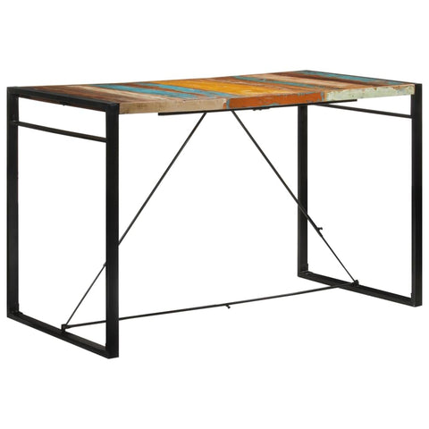 vidaXL Solid Reclaimed Wood Bar Table - Industrial Rectangular Pub/Bistro Table with Iron Frame for Dining Room, Kitchen - 68.9x35.4x43.3