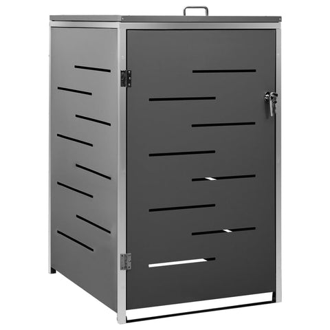 'vidaXL Stainless Steel Wheelie Bin Shed for Outdoor, Galvanized Steel Panel Garbage Bin Storage, Anthracite - Design, 27.2"x30.5"x45.3", Easy Access Lid