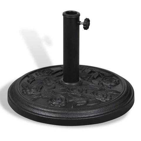 vidaXL Resin Half Round Parasol Base - Black Steel Umbrella Stand - Universal Design Fits 1.4"/1.8" Umbrellas - Decorative Outdoor Base with Easy One-Button Assembly