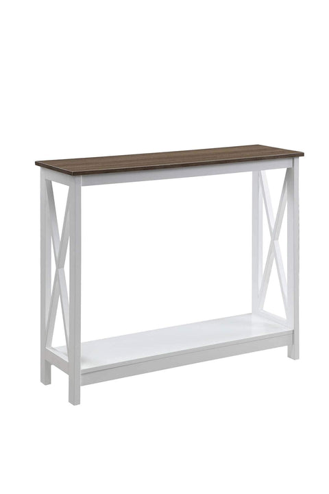 Convenience Concepts Oxford Console Table 39.5" - Sofa Table with Storage Shelf, Transitional Entryway Hall Table for Living Room and Bedroom, Display Foyer Table, Driftwood/White