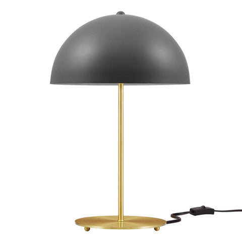 Modway Ideal 1-Light Modern Metal Table Lamp in Gray/Satin Brass