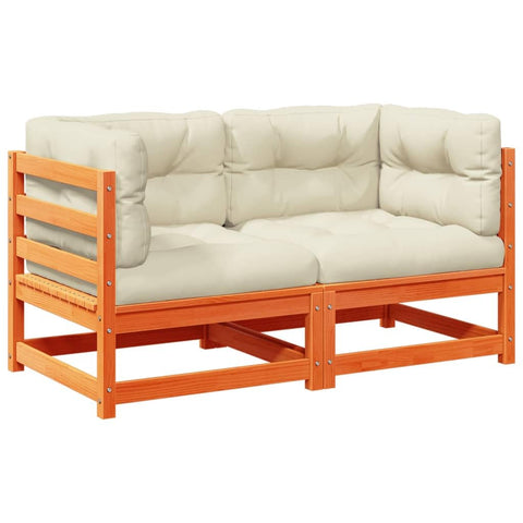 vidaXL 2-Piece Patio Sofa Set - Wax Brown Pine Wood with Cream Cushions - Outdoor/Backyard Use