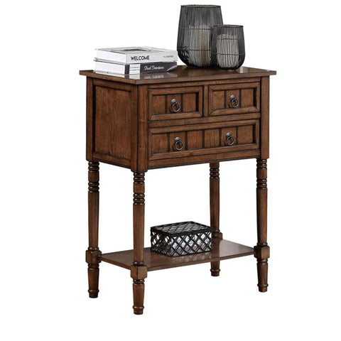 Convenience Concepts Kendra Entryway Hall Table 23.75" - 3 Storage Drawers, Traditional Console with Shelf for Decor, Office & Hallway Organizer, No Tools Assembly, Solid Wood Legs, Dark Oak