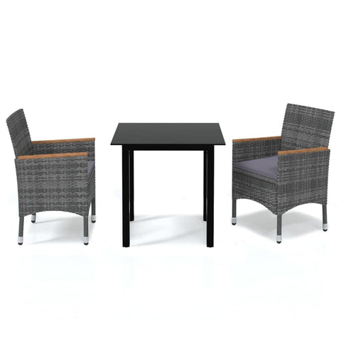 vidaXL Patio Dining Set 5 Piece with Cushions - Poly Rattan Garden Table and Chairs, Gray