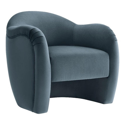 Modway Compose Barrel Chair with Performance Velvet Fabric in Cadet Blue – Upholstered Accent Armchair with Curved Backrest – Cozy Lounge Chair for Reading – Round Comfy Single Sofa Club Chair