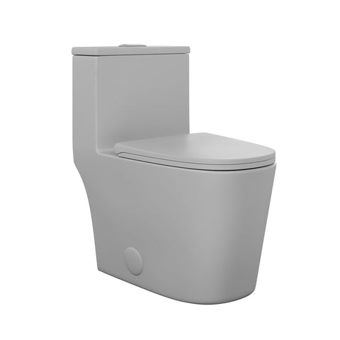 Swiss Madison Dreux One Piece Toilet, Modern Toilets For Bathrooms, ADA Toilet, Elongated Dual Flush 0.95/1.26 GPF in Matte Grey