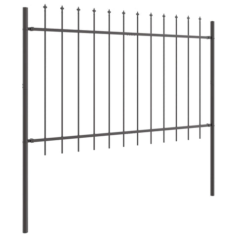 vidaXL Garden Fence 2 pcs Grey 11.15 x 2.62 ft Powder-coated Steel, Outdoor Fence Panel for Garden, Patio, or Terrace - Durable Divider, Wave Screen Design