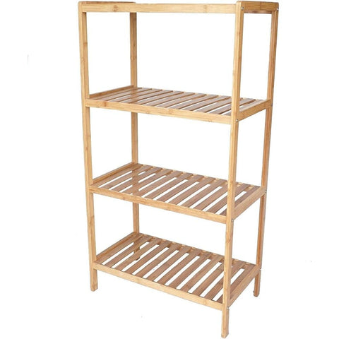 Oakestry 4-Tier Freestanding Bamboo Shelf Storage Rack Wooden Organizer for Home Office Living Room and Bathroom Use Eco Friendly Floor Mounted Shelving Unit