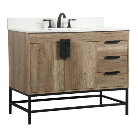 Elegant Decor Eugene 42" Single Bathroom Vanity with Backsplash in Natural Oak