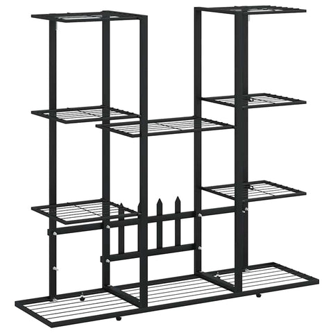 vidaXL Flower Stand, Outdoor Plant Shelf Stand, Multiple Flower Pot Holder for Living Room Patio, Storage Display Rack, Black Iron