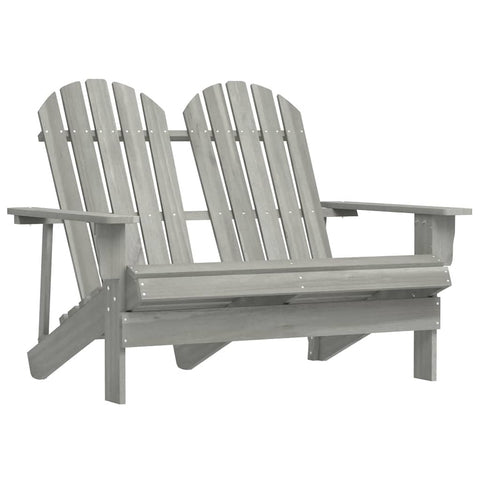 vidaXL Gray 2-Seater Adirondack Chair with Ergonomic Design Crafted in Weather- Solid Fir Wood for Patio and Garden Use