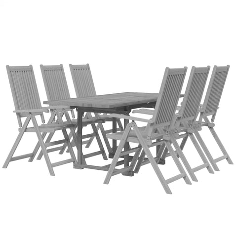 vidaXL Patio Dining Set 7 Piece, Outdoor Dining Set for 6, Table and Chair for Garden Backyard, Dining Chair, Farmhouse Style, Solid Wood Acacia
