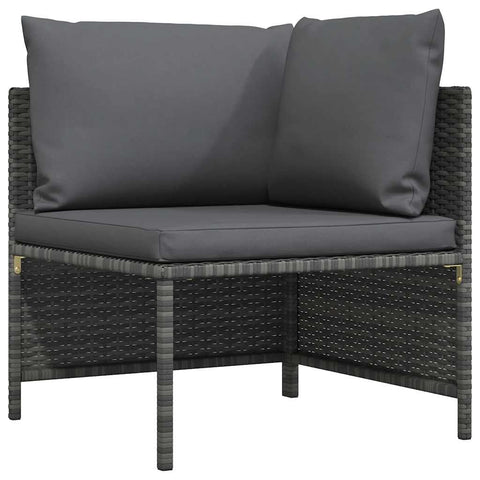 vidaXL - Gray Poly Rattan Sectional Corner Sofa with Cushions | Versatile Outdoor Garden Furniture | Highly Durable & Weather-Resistant | Comfortable Seating
