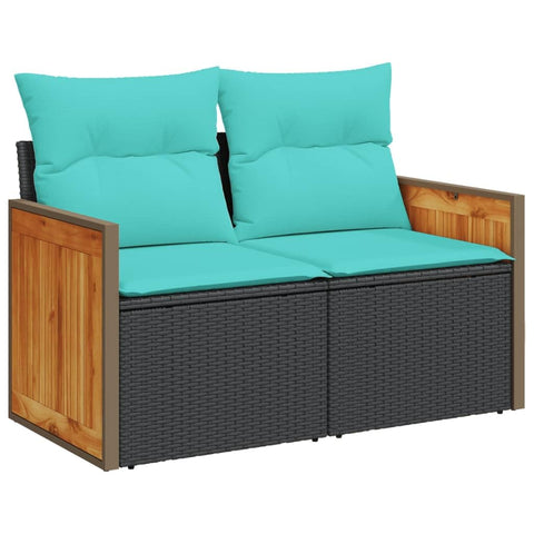 vidaXL Garden Sofa Black, Blue