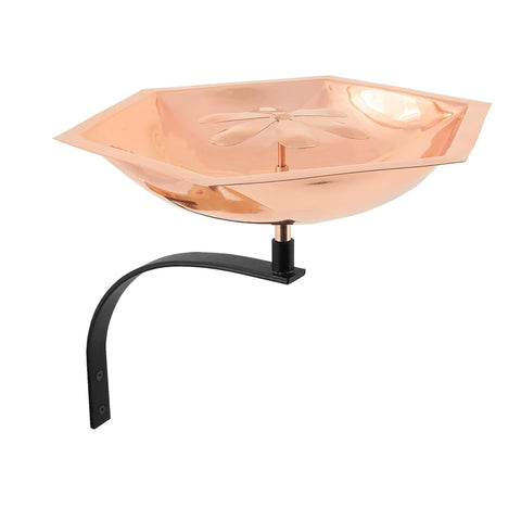 Oakestry Bee Fountain Wall Mount Bracket Birdbath Copper Plated Finish Outdoor Garden Decorative Pollinator Water Bowl Patio Fence