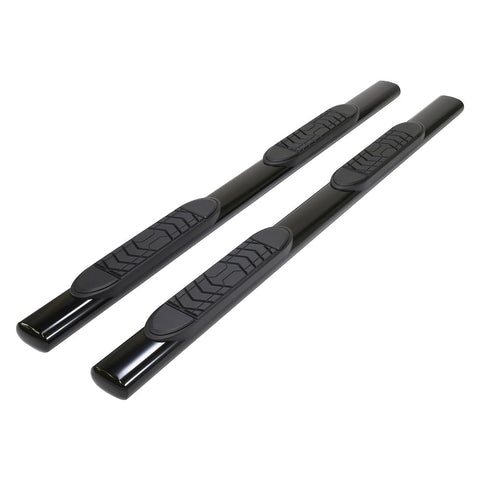TrailFX Nerf Bars for Jeep Gladiator JT 2020-2025 Black Powder Coated Steel 5 Inch Oval Straight Side Steps with Step Pads and Bed Step Welded End Caps Rocker Panel Mount