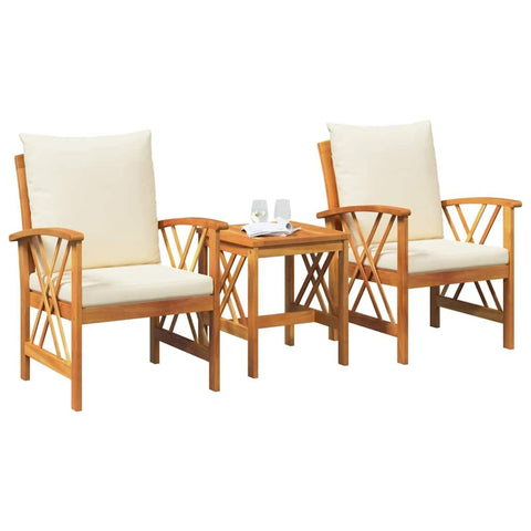 vidaXL Garden Sofa Set 3 pcs Oil Natural Solid Acacia Wood, Garden and Terrace, Modern Outdoor Sofa Set, Weather-Resistant Lounge Furniture, Acacia Deck Seating, Stylish Patio Decor
