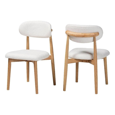 Baxton Studio Wattsu Boucle Upholstered Dining Chair Set of 2 Natural and White