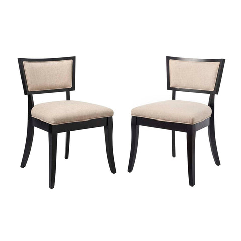 Modway Pristine Solid Wood and Fabric Dining Chairs in Beige (Set of 2)