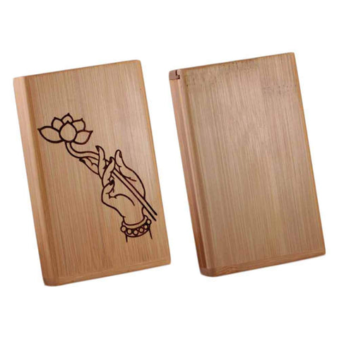 Wood Cigarette Case Holder Cigarette Box Pocket Carrying Cigarette Case Magnetic, For 20 Thin Cigarettes Use, Lotus