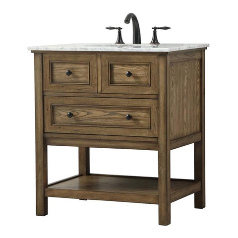 Elegant Decor Metropolis 30" Aluminum MDF Single Bathroom Vanity in Driftwood