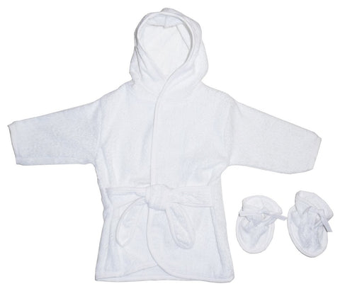 bambini Blank Terry Robe White