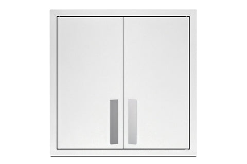 Summit Appliance CAB1818WHITE 18' Wide Wall Cabinet with Powder Coated Metal Construction in a White Finish with Two Shelves, French Doors, and Angled Steel Handles