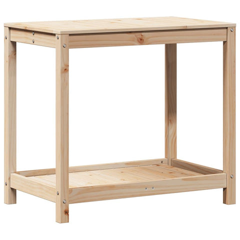 vidaXL Rustic Solid Pine Potting Table with Ventilated Design 32.5X19.7X29.5 in Ample Storage for Tools Outdoor Use Ideal Gardening Enthusiasts Tables Bench Workbench Station Garden