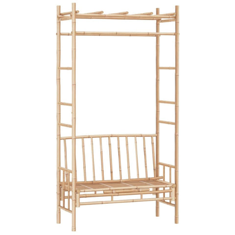 vidaXL Bamboo Patio Garden Bench Chair with pergola/Trellis - Outdoor seat for Climbing Plants - 45.7" x 20.5" x 86.6" - Farmhouse Brown