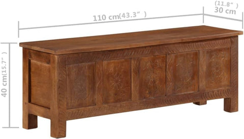 SKM Storage Box 43.3"x11.8"x15.7" Solid Mango Wood