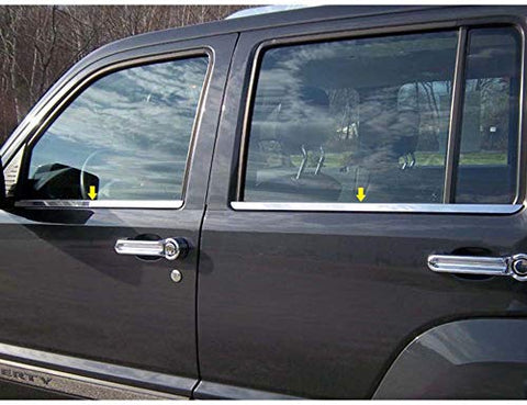 QAA is Compatible with 2008-2012 Jeep Liberty 4 Piece Stainless Window Sill Trim Set WS48070