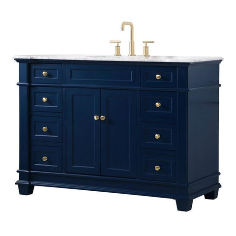 Elegant Decor Wesley 48" Steel and Solid Wood Single Bathroom Vanity Set in Blue