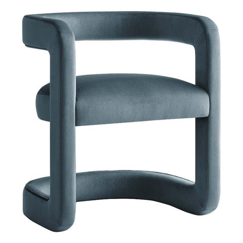 Modway Winslow Stain-Resistant Performance Velvet Accent Chair in [Color]- Open Back Barrel Armchair - Versatile Upholstered Dining Chair - Cozy Reading Chair