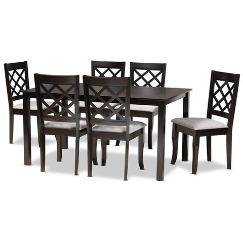 Baxton Studio Verner Grey and Dark Brown Finished Wood 7-Piece Dining Set