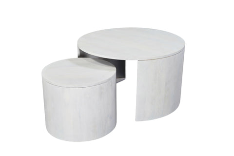 Sable 30inch Round Nesting Coffee Table - Whitewash