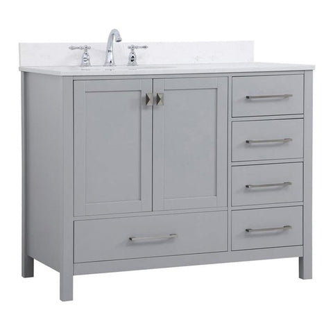 Elegant Decor Irene 42" Solid Wood Single Bathroom Vanity w/Backsplash in Gray