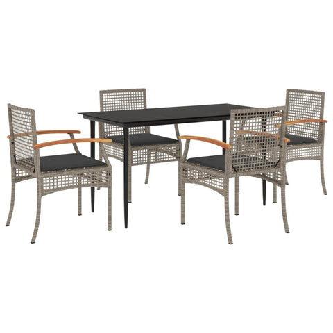 vidaXL 5 Piece Poly Rattan Garden Dining Set in Black/Dark Gray