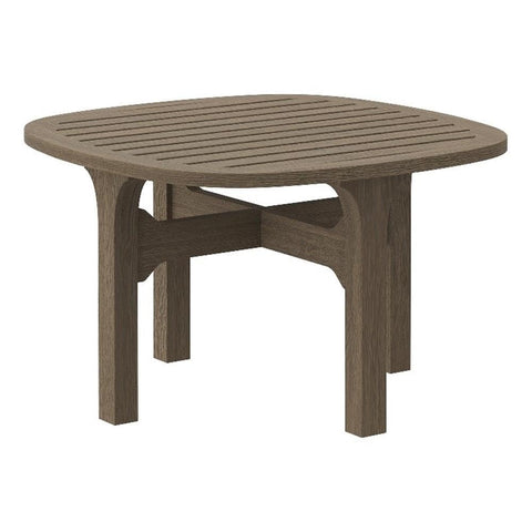 Modway Saratoga Teak Outdoor Rounded Square Side Table in Weathered Gray – Low Wood Patio Side Table with Slatted Top and Sturdy Base