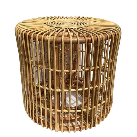 D-Art Collection Rattan Cylinder Table Handmade Accent Table