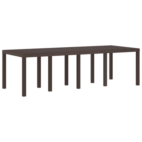 vidaXL Garden Table Brown 98.43 x 39.37 x 28.74 in Poly Rattan, Modern Garden Table, Rectangular, Durable Poly Rattan Dining Furniture for Outdoor Patio, Weather-Resistant Seating Area