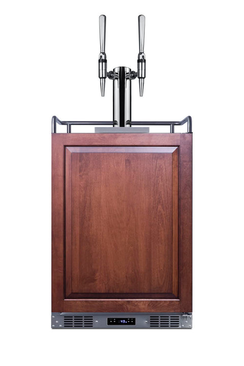 Built-in commercially approved dual tap nitro coffee kegerator in stainless steel with panel-ready door