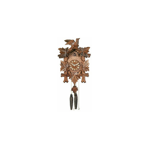 River City Clocks One Day Hand-Carved Cuckoo Clock with Five Maple Leaves & One Bird