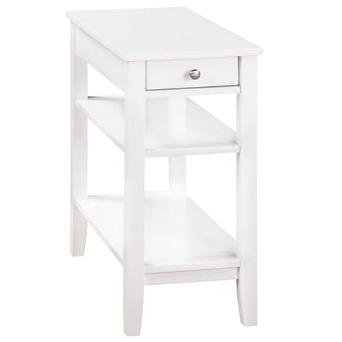 Convenience Concepts American Heritage Chairside End Table with USB Ports & AC Outlet 11.25" - Living Room Side Table with Storage Drawer, Bedroom Nightstand with Charging Station & Shelves, White