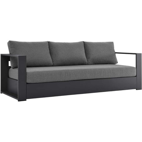 Oakestry Tahoe Outdoor Patio Powder-Coated Aluminum Sofa Gray Charcoal Durable All Weather Outdoor Seating for Garden Backyard Porch Modern Patio Furniture